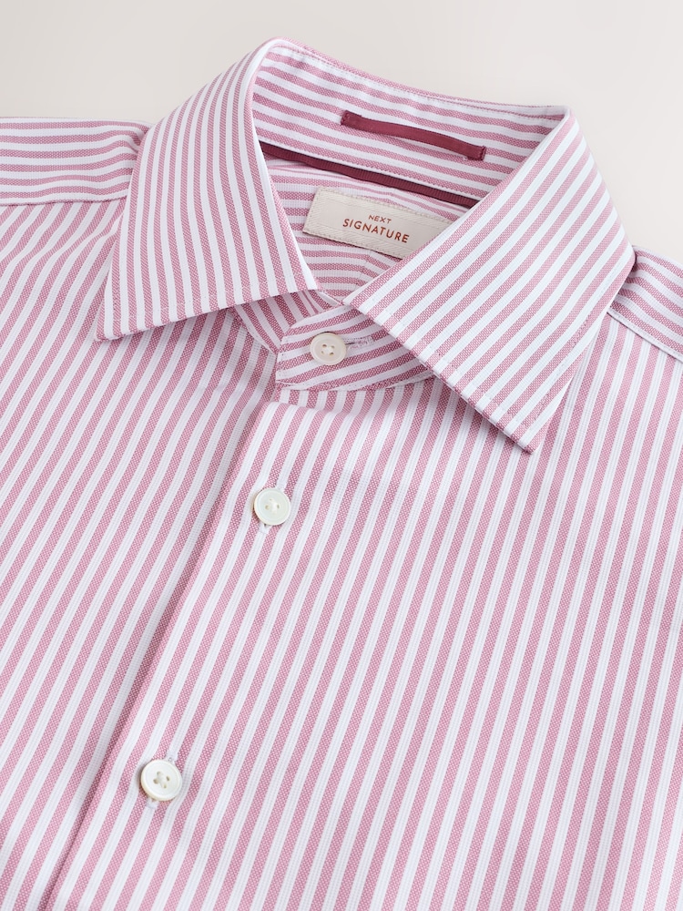Coral Pink Bengal Slim Fit Signature 100% Cotton Bengal Stripe Shirt - Image 6 of 7
