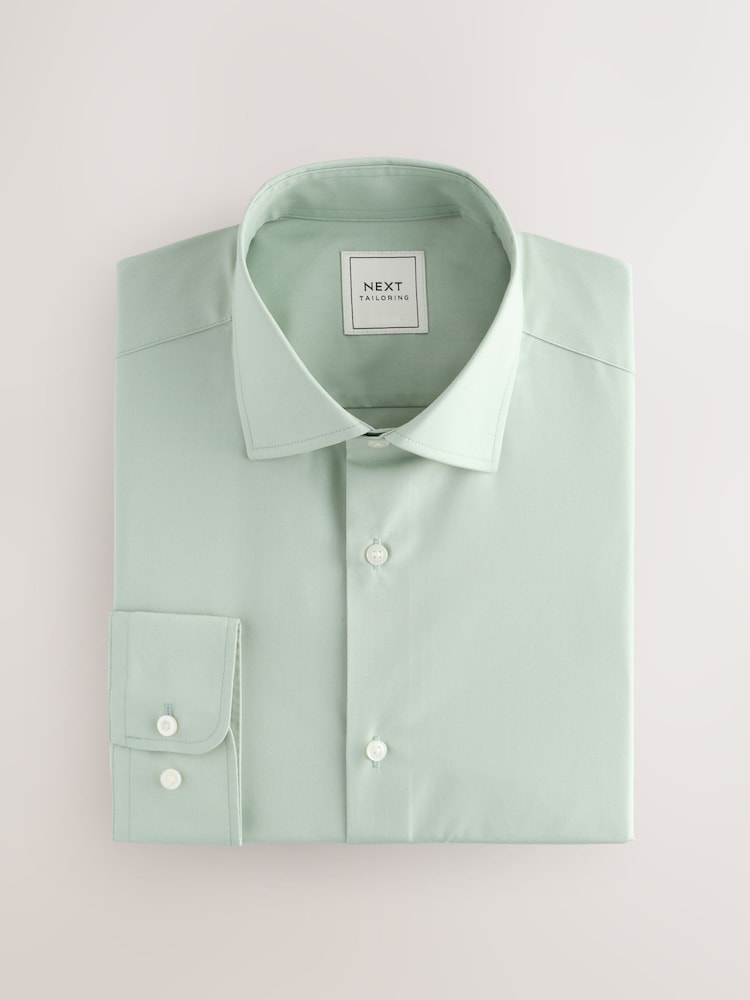 Green Slim Fit Easy Care Single Cuff Smart Shirt - Image 2 of 6 Green Slim Fit Easy Care Single Cuff Smart Shirt - Image 2 of 6