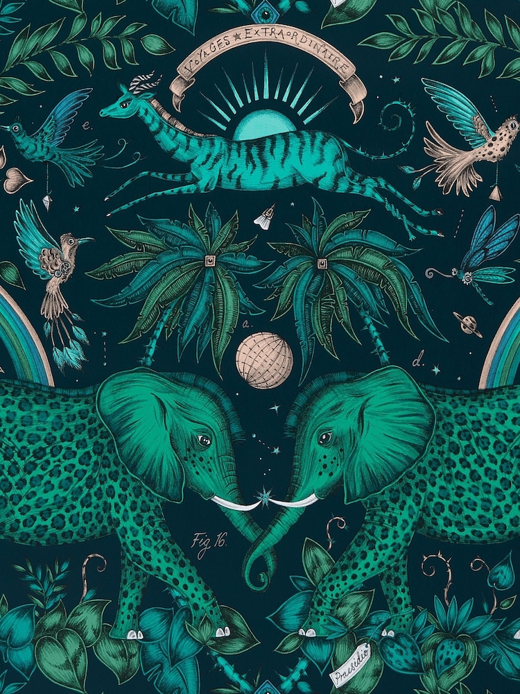 Clarke and Clarke Zambezi Teal Emma J Shipley Wilderie Zambezi 10M Wallpaper - Image 1 of 1