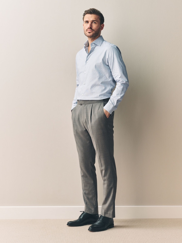 Neutral Brown Slim Fit Signature Premium Textured Shirt - Image 2 of 8