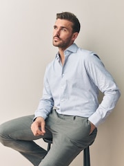 Neutral Brown Slim Fit Signature Premium Textured Shirt - Image 5 of 8