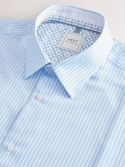 Blue Slim Fit Stripe Easy care Textured Trimmed Shirt - Image 7 of 8