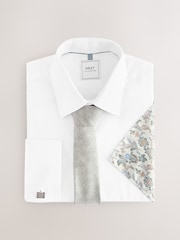 White/Green with Pocket Square Slim Fit Occasion Shirt And Tie Pack - Image 1 of 9