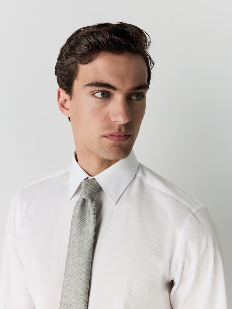 White/Green with Pocket Square Slim Fit Occasion Shirt And Tie Pack - Image 4 of 9