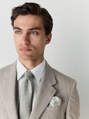 White/Green with Pocket Square Slim Fit Occasion Shirt And Tie Pack - Image 5 of 9