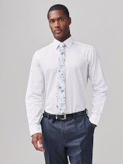 White/Blue ditsy floral tie Slim Fit Occasion Shirt And Tie Pack - Image 1 of 8