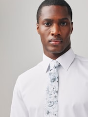 White/Blue ditsy floral tie Slim Fit Occasion Shirt And Tie Pack - Image 4 of 8