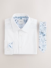 White/Blue ditsy floral tie Slim Fit Occasion Shirt And Tie Pack - Image 6 of 8