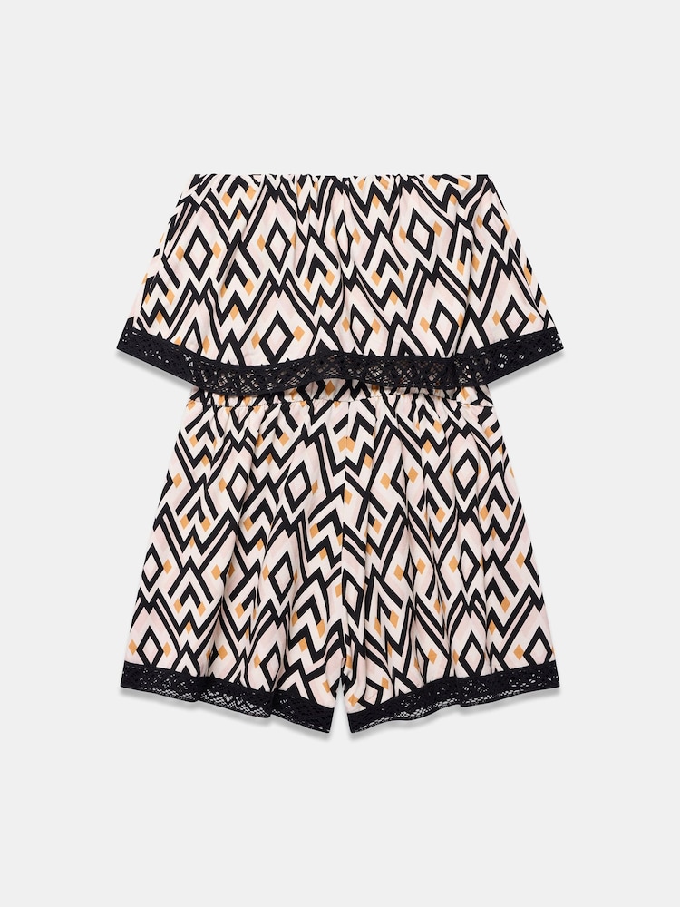 Mint Velvet Black Geo Print Playsuit - Image 7 of 7