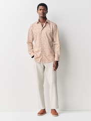 Yellow/Mango Conversational Slim Fit 100% Cotton Long Sleeve Single Cuff Printed Formal Shirt - Image 2 of 7