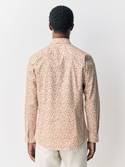 Yellow/Mango Conversational Slim Fit 100% Cotton Long Sleeve Single Cuff Printed Formal Shirt - Image 3 of 7