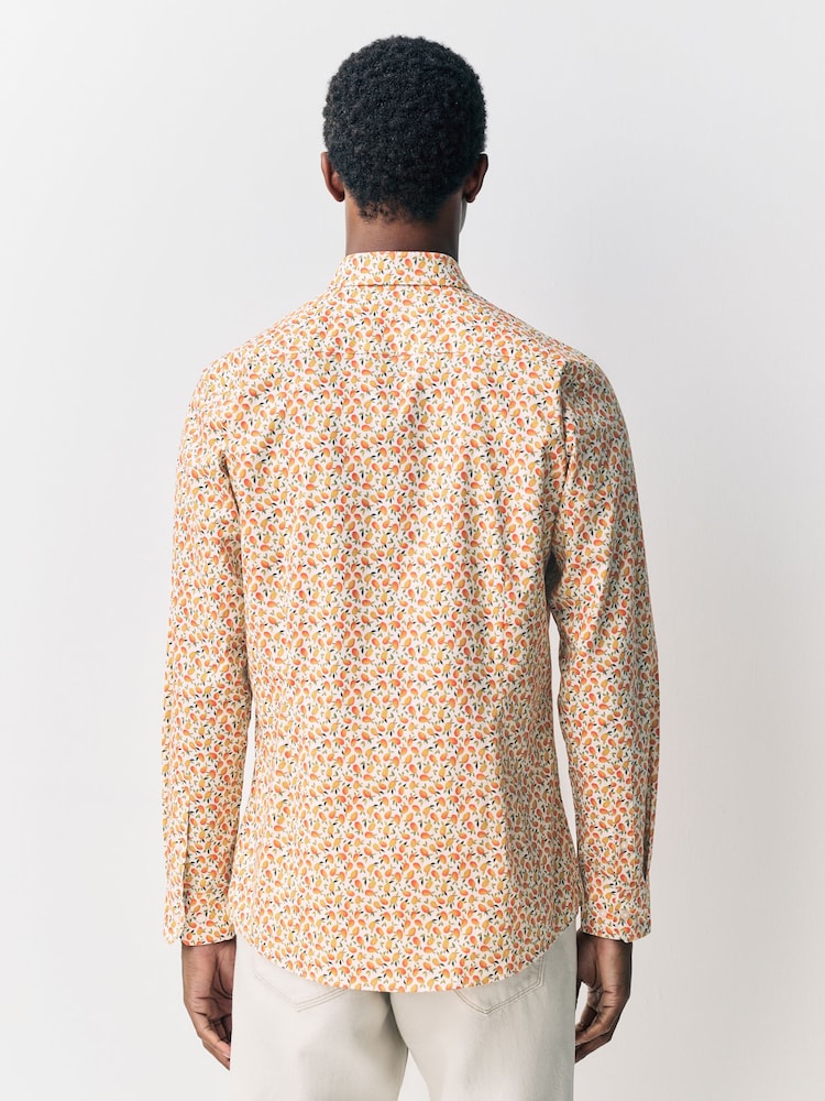 Buy Yellow/Mango Conversational Slim Fit 100% Cotton Long Sleeve Single  Cuff Printed Formal Shirt from Next USA