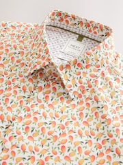 Yellow/Mango Conversational Slim Fit 100% Cotton Long Sleeve Single Cuff Printed Formal Shirt - Image 7 of 7