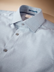 Blue Houndstooth Slim Fit Signature Premium Textured Shirt - Image 2 of 3