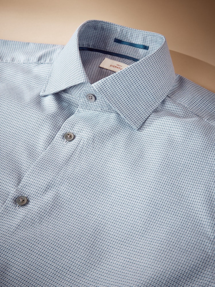 Blue Houndstooth Slim Fit Signature Premium Textured Shirt - Image 2 of 3