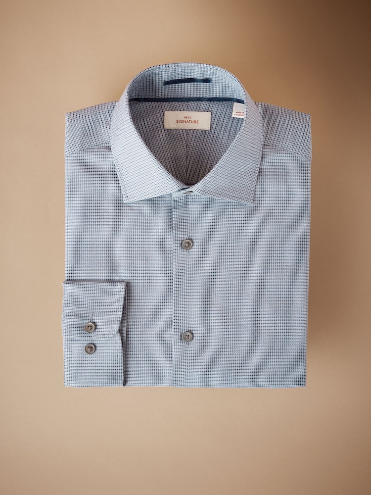 Buy Blue Houndstooth Slim Fit Signature Premium Textured Shirt from Next USA