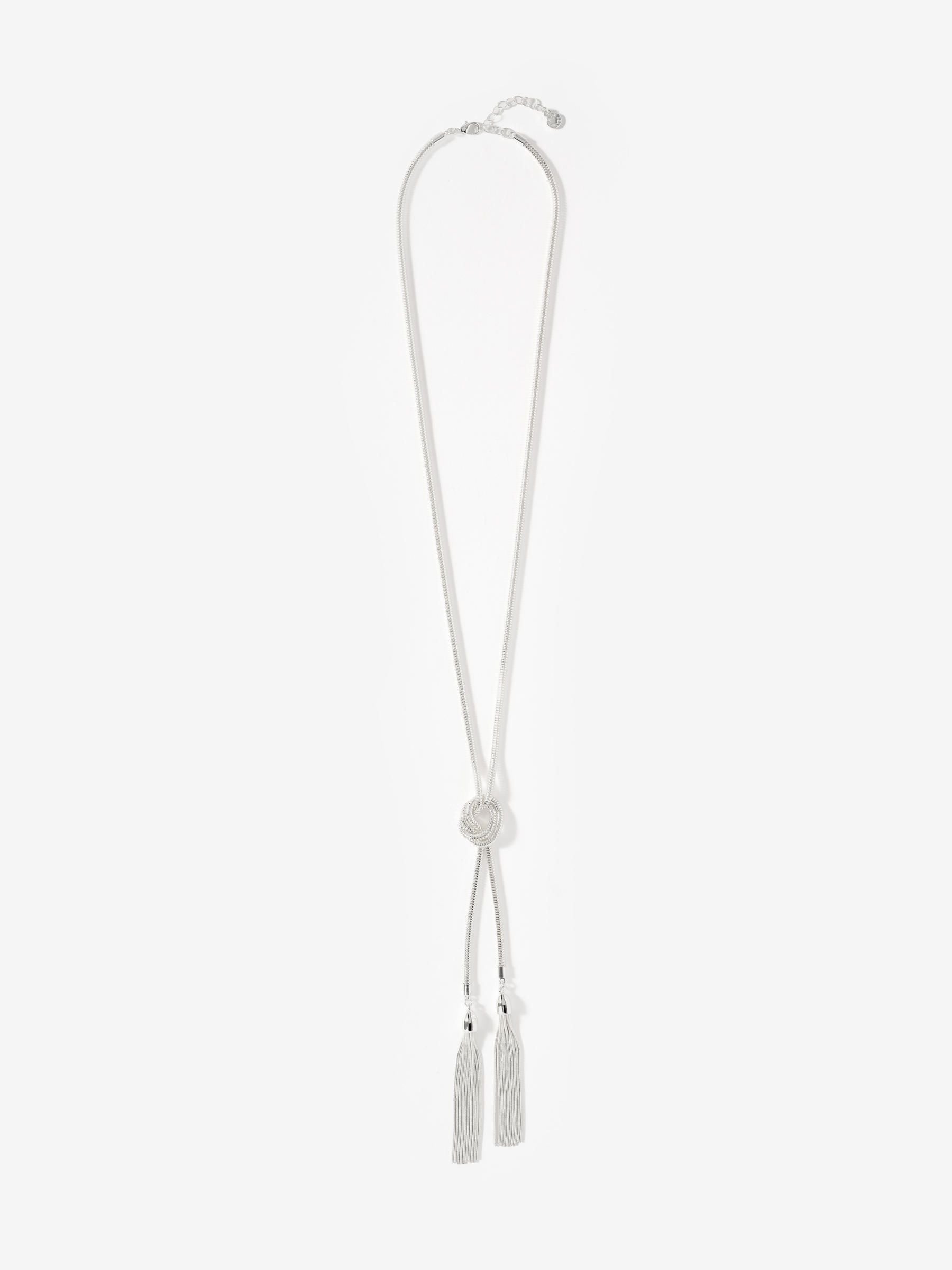 Buy Mint Velvet Silver Tone Double Tassel Necklace from the Next
