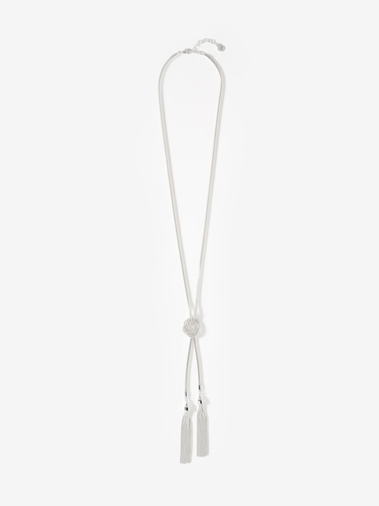 Mint Velvet Silver Tone Double Tassel Necklace - Image 1 of 3