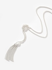 Mint Velvet Silver Tone Double Tassel Necklace - Image 2 of 3