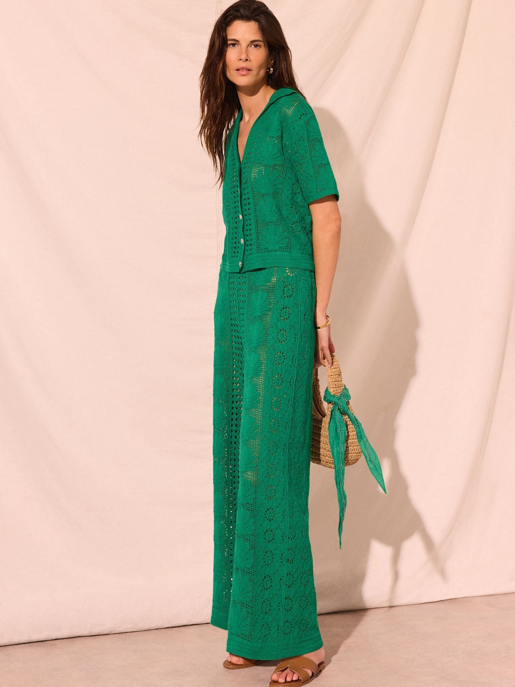 Buy Mint Velvet Green Crochet Knit Trousers from Next USA