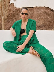 Mint Velvet Green Crochet Knit Trousers - Image 2 of 5