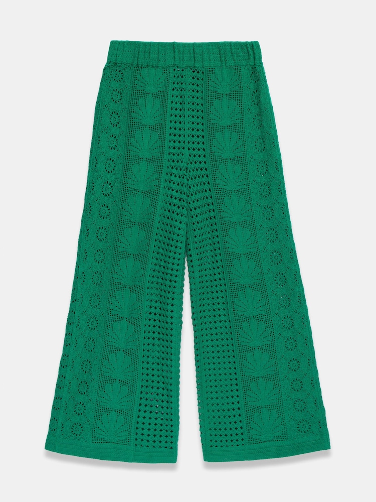 Mint Velvet Green Crochet Knit Trousers - Image 5 of 5