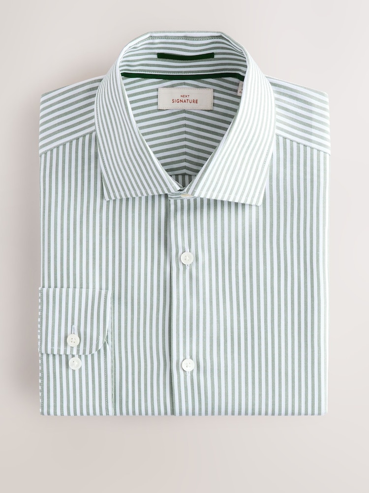 Green Bengal Slim Fit Signature 100% Cotton Bengal Stripe Shirt - Image 5 of 7