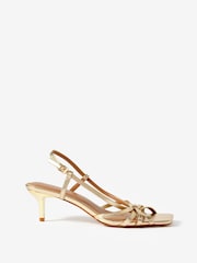 Mint Velvet Gold Marcie Knot Heels - Image 3 of 6