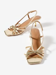 Mint Velvet Gold Marcie Knot Heels - Image 5 of 6