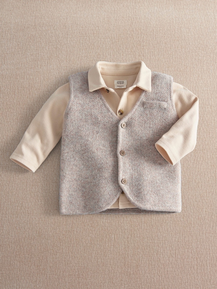 Mamas & Papas Knitted Waistcoat & Shirt Set - Image 1 of 3