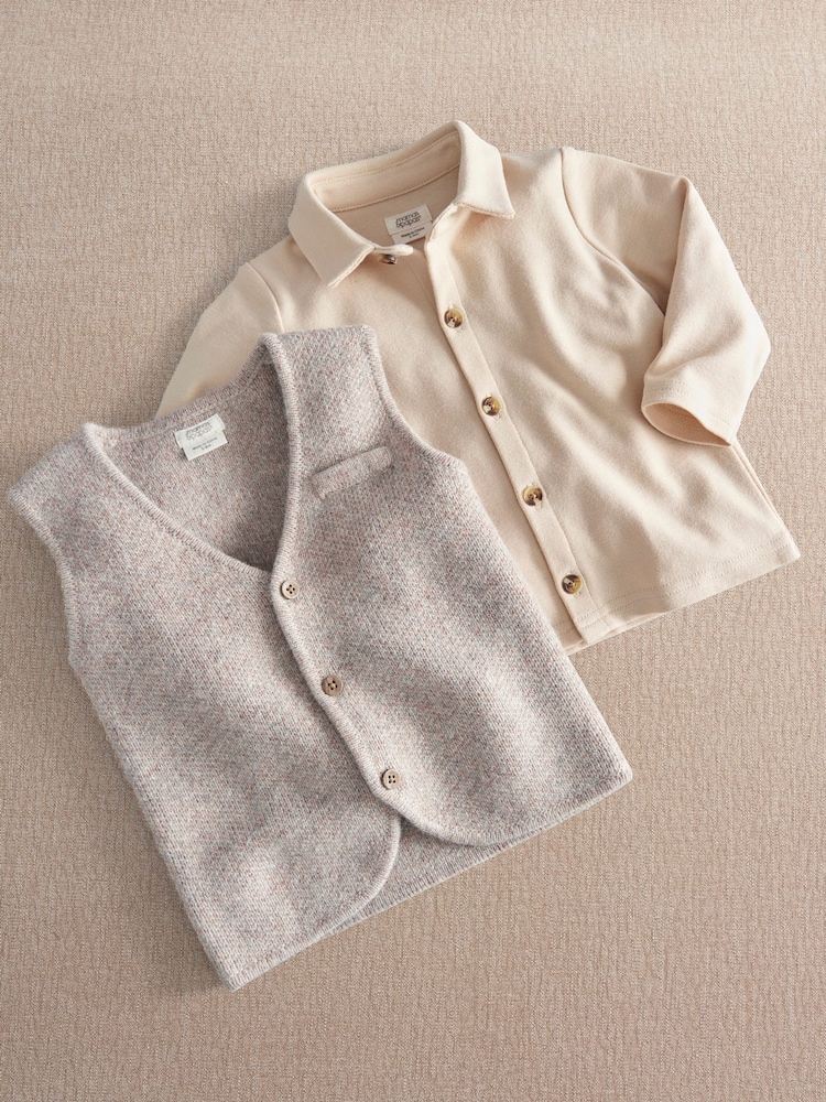 Mamas & Papas Knitted Waistcoat & Shirt Set - Image 2 of 3
