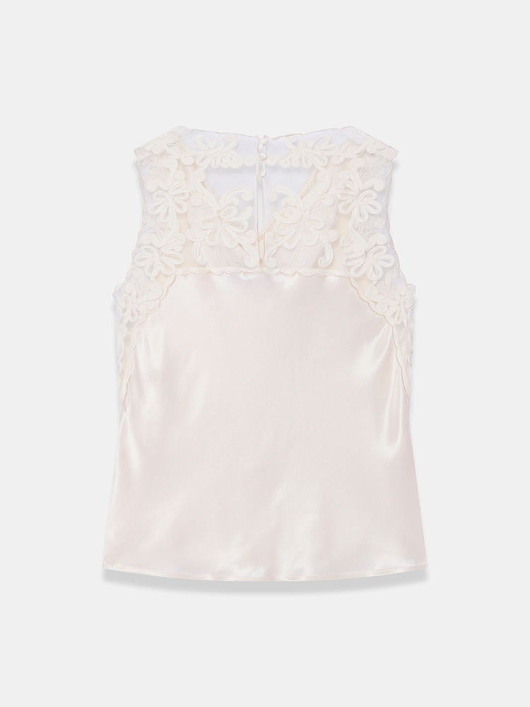 Mint Velvet Cream Lace Satin Top - Image 8 of 8