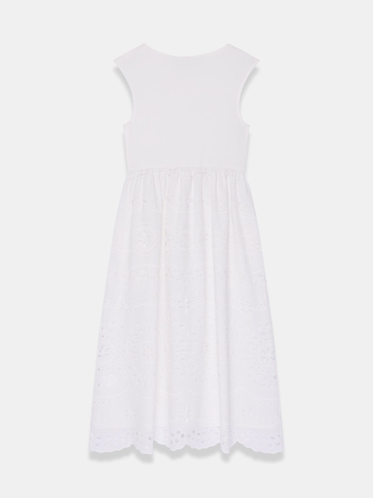 Mint Velvet White Jersey Broderie Midi Dress - Image 7 of 7