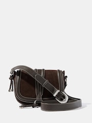 Mint Velvet Brown Harper Suede Saddle Bag - Image 1 of 4