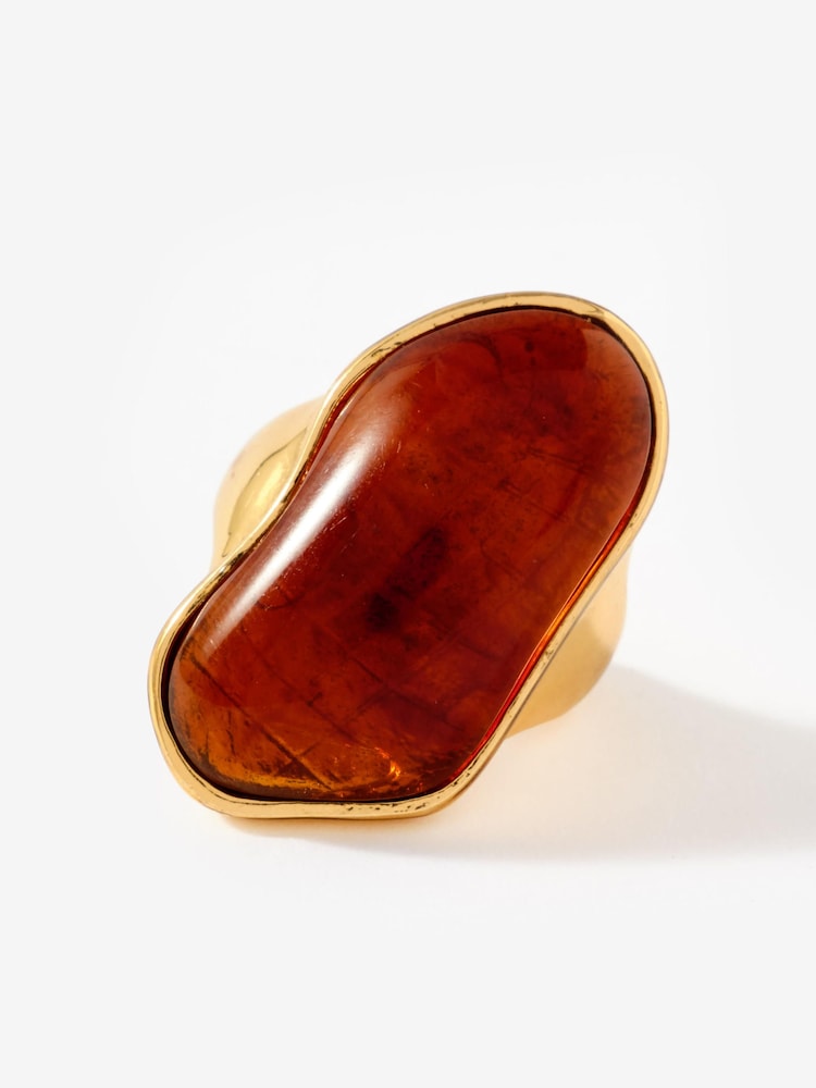 Mint Velvet Gold Tone Sculptured Resin Ring - Image 3 of 3 Mint Velvet Gold Tone Sculptured Resin Ring - Image 3 of 3
