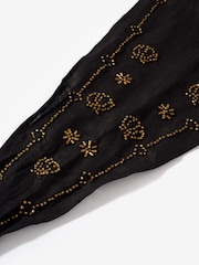 Mint Velvet Black Linen Embellished Neck Scarf - Image 3 of 3