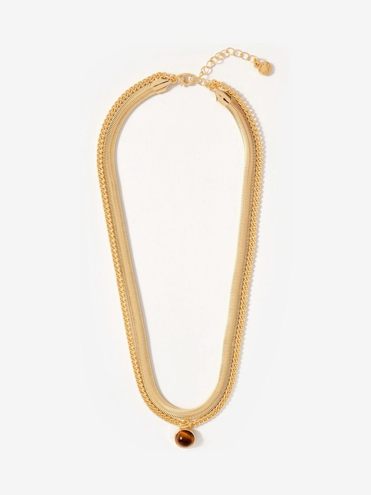 Mint Velvet Gold Tone Layered Necklace - Image 1 of 4 Mint Velvet Gold Tone Layered Necklace - Image 1 of 4