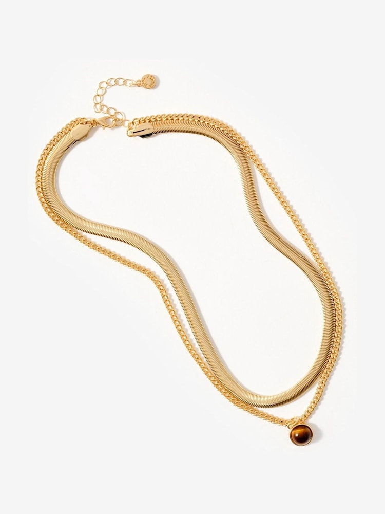 Mint Velvet Gold Tone Layered Necklace - Image 2 of 4 Mint Velvet Gold Tone Layered Necklace - Image 2 of 4