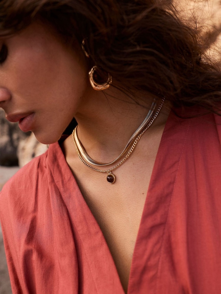 Mint Velvet Gold Tone Layered Necklace - Image 4 of 4 Mint Velvet Gold Tone Layered Necklace - Image 4 of 4