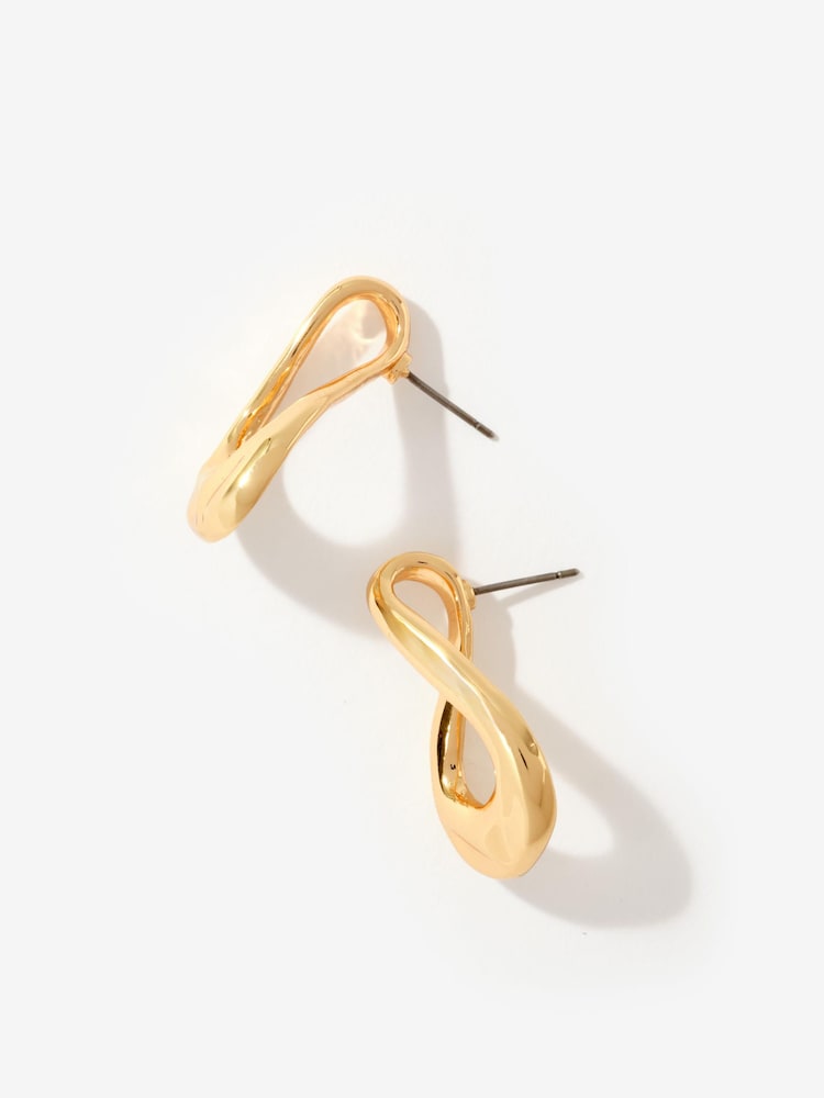 Mint Velvet Gold Tone Sculpted Wave Earrings - Image 2 of 3