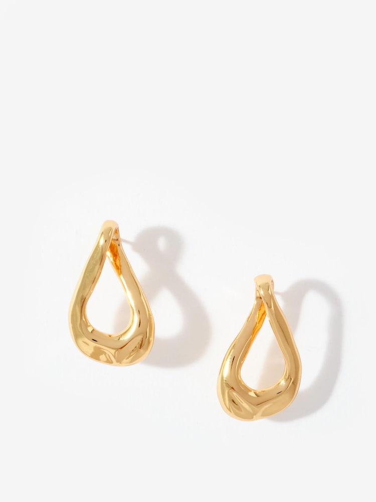 Mint Velvet Gold Tone Sculpted Wave Earrings - Image 3 of 3