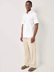 White Regular Fit Cotton Blend Short Sleeve Cutaway Collar Shirt - Image 2 of 9