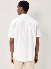 White Regular Fit Cotton Blend Short Sleeve Cutaway Collar Shirt - Image 3 of 9