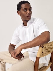 White Regular Fit Cotton Blend Short Sleeve Cutaway Collar Shirt - Image 5 of 9