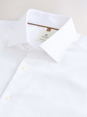 White Regular Fit Cotton Blend Short Sleeve Cutaway Collar Shirt - Image 9 of 9