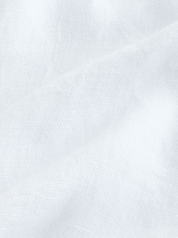 White Regular Fit Signature 100% Delave Linen Long Sleeve Shirt - Image 8 of 8