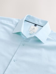 Light Blue Regular Fit Cotton Blend Short Sleeve Cutaway Collar Shirt - Image 2 of 3