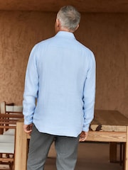 Light Blue Regular Fit Signature 100% Delave Linen Long Sleeve Shirt - Image 3 of 4