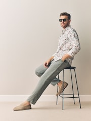 Floral branco/rosa - Print 100% Linen Long Sleeve Smart Shirt - Imagem 2 de 5