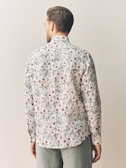 Floral branco/rosa - Print 100% Linen Long Sleeve Smart Shirt - Imagem 3 de 5